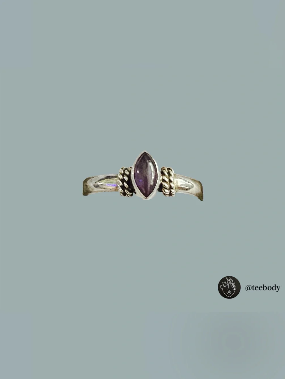 VTG 925 Sterling Silver Marquise Amethyst Ring Sz 6 NWT Early 2000s Y2K 1.59g